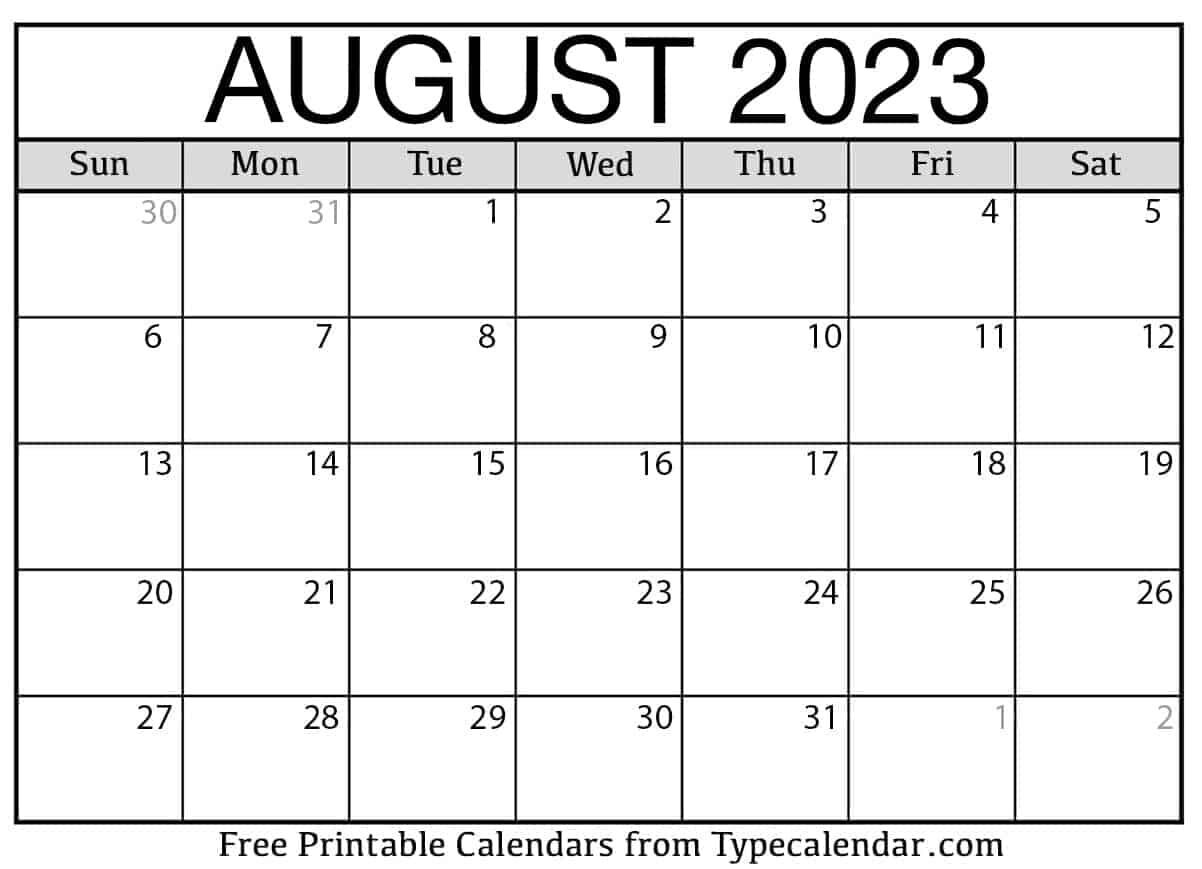 Avatar: August 2023 Calendars