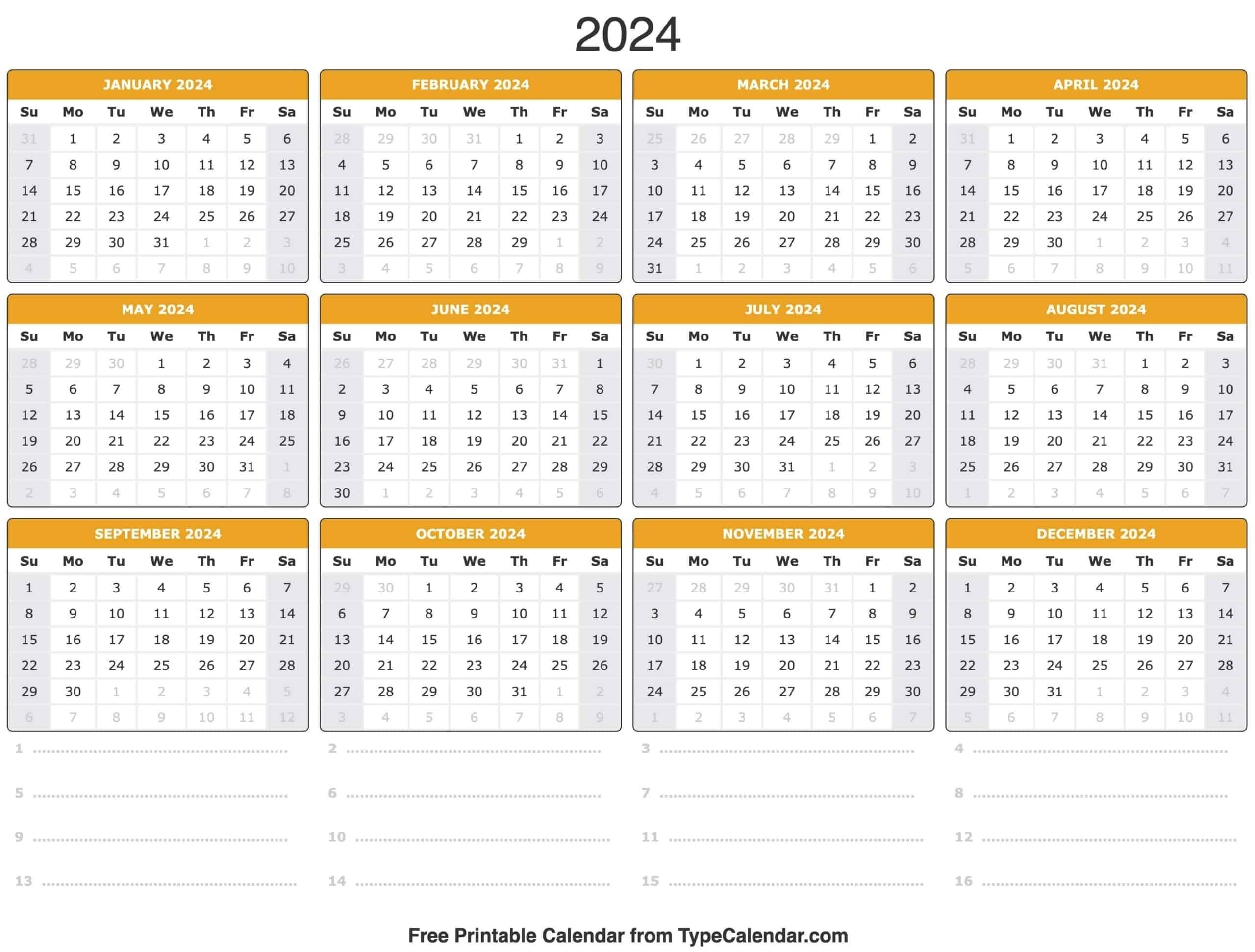 Avatar: Printable Calendar 2024