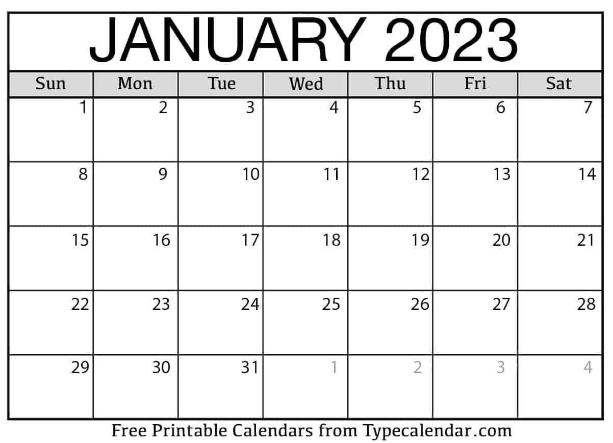 Avatar: 2023 January Calendar